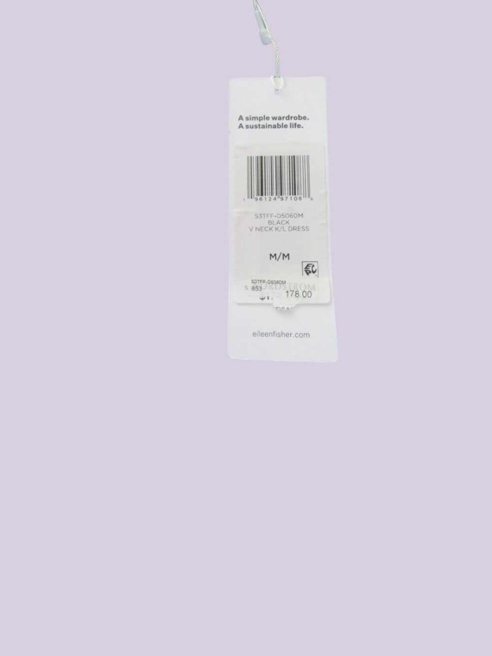 Eileen Fisher V-Neck Cap Sleeve Dress - Black - Size Medium, NWT - Picture 6 of 8